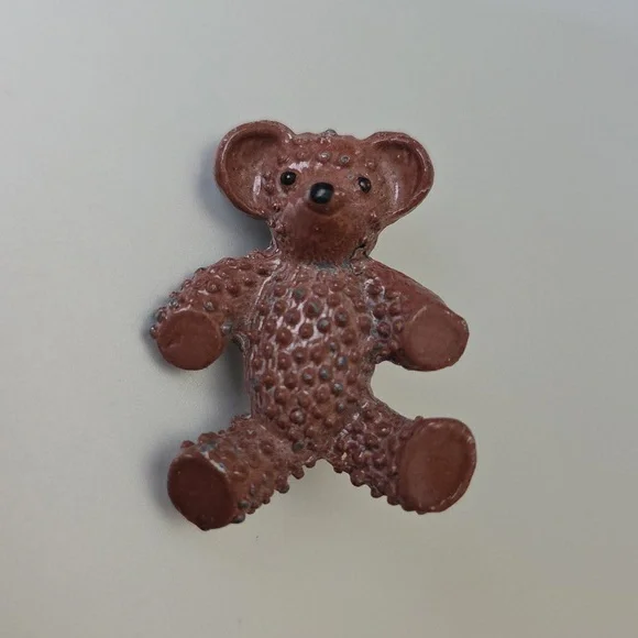 Vintage Brown Teddy Bear Figural Brooch - Picture 2 of 8
